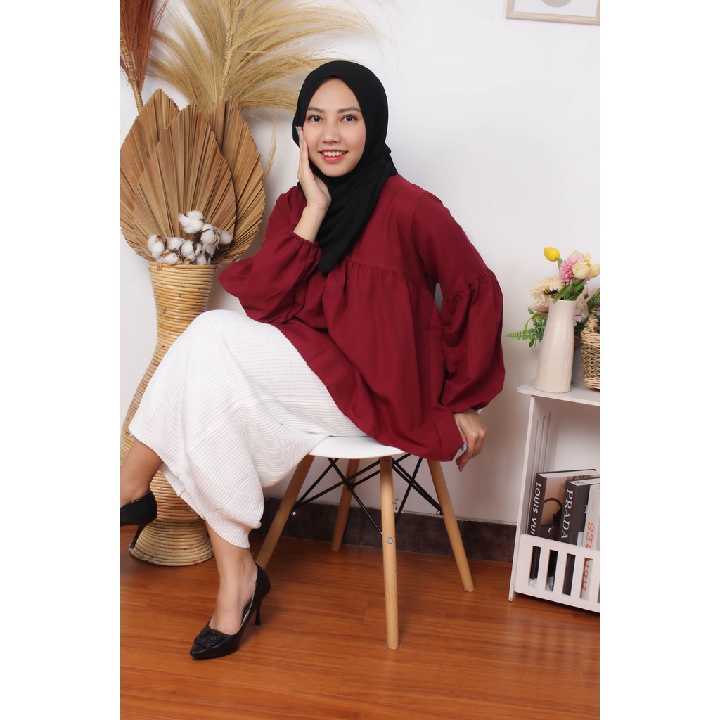 BEFAST - ZRX OOTD Wanita Blouse SAMMIE / Dealova Blouse / Blouse Wanita Hijab / Fashion Wanita Remaja Casual / Blouse Polos Banyak Warna / Atasan lengan Panjang / Blouse Keluaran Terbaru 2022