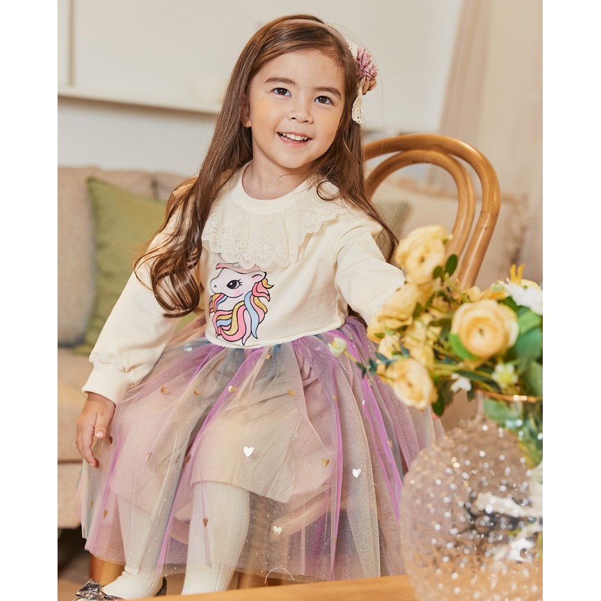 babyfit unicorn renda baju setelan anak perempuan sweater rok tutu