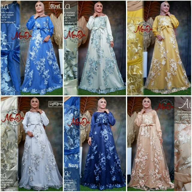 Aurora dress tile gamis mewah mat tile 3d depan belakang