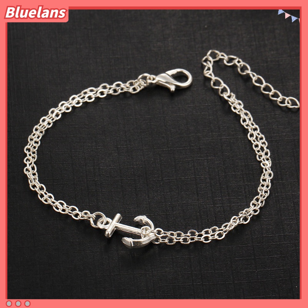 Bluelans Boho Lady Double Layers Anchor Charm Barefoot Sandal Foot Anklet Ankle Bracelet