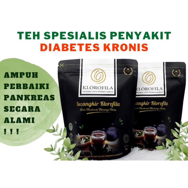 Teh Klorofila Herbal Diabetes [ PROMO - 2 Pcs KLOROFILA ] - ORI - Obat Herbal Diabetes Ampuh