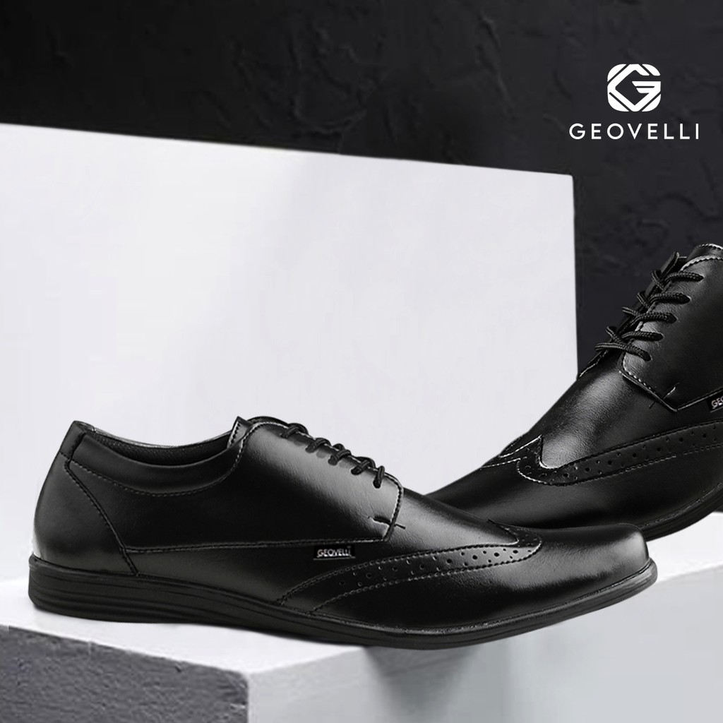 Ready Stok Bisa Bayar COD! Sepatu Pantofel Santai Kasual Kerja Kuliah Pria Cowok Men Geovelli