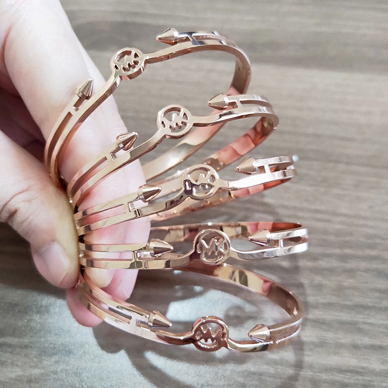 (COD)gelang tangan impor cewek  bahan titanium harga murah rose gold bangle wanita tidak luntur