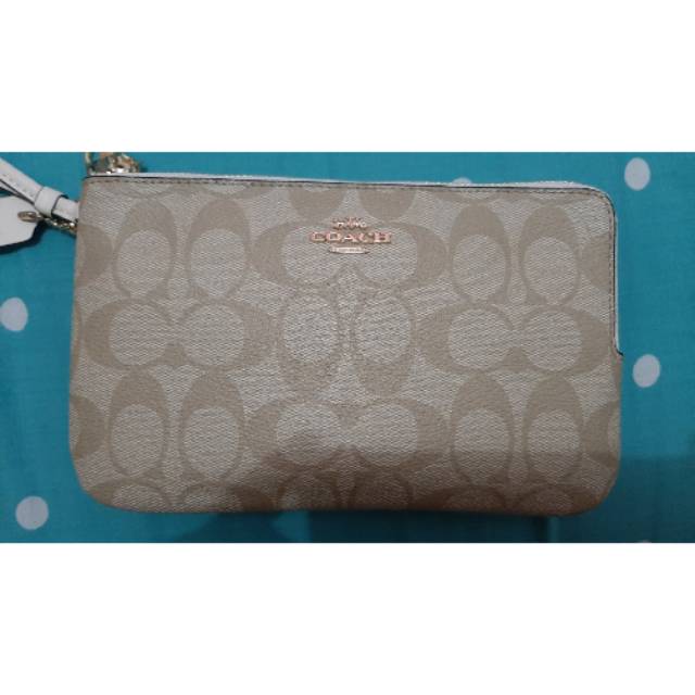 Coach large wristlet double zip