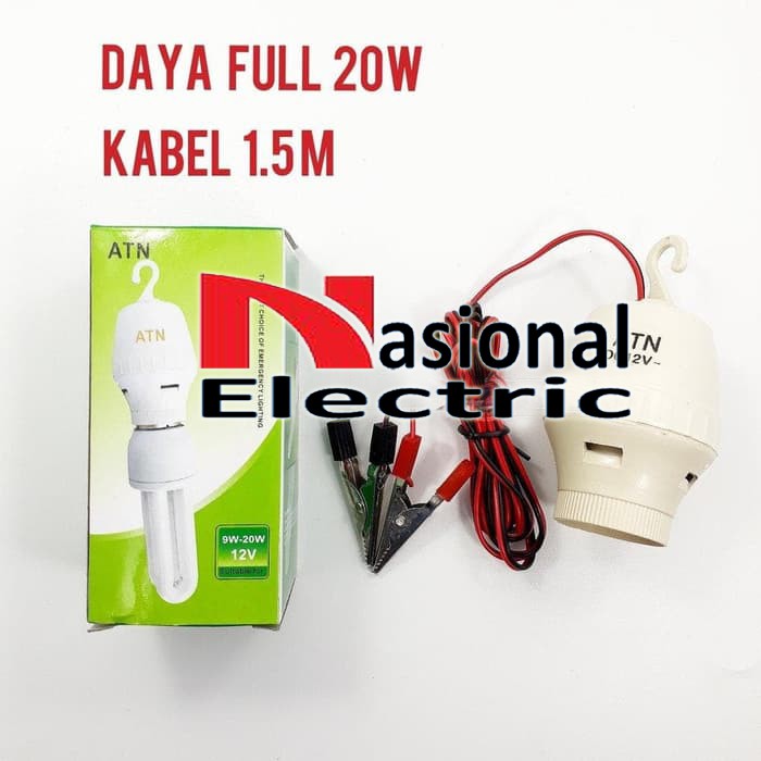 Fitting inverter jepit aki DC 12v to AC 220V 20 Watt