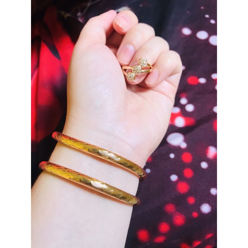 Gelang set cincin cantik emas lapis 24 k suping