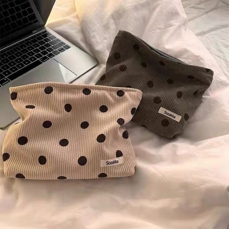 pouch polkadot tas kosmetik make up travel bag serbaguna multifungsi clutch dompet besar aksesoris fashion wanita dewasa korea PO06