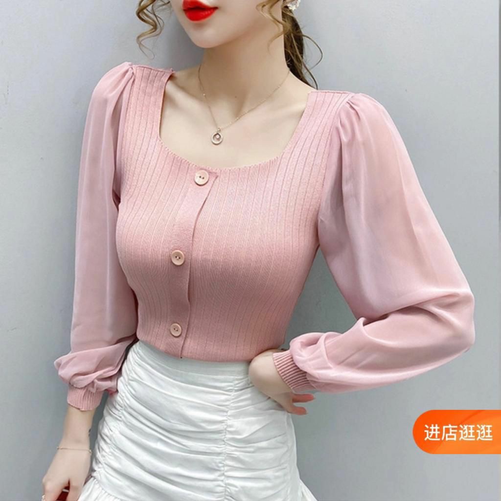 WSE390 - Blouse Vienna Rajut PREMIUM Kombinasi Sifon LD 90 - 100 CM PJ 40 CM PREMIUM QUALITY