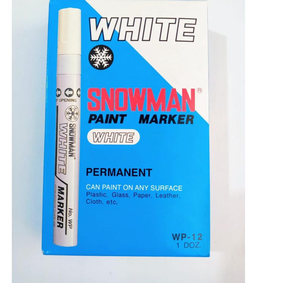 

10.10 SALE Sepidol White Paint Marker Putih / Emas / Silver Permanen asli Snowman grosir