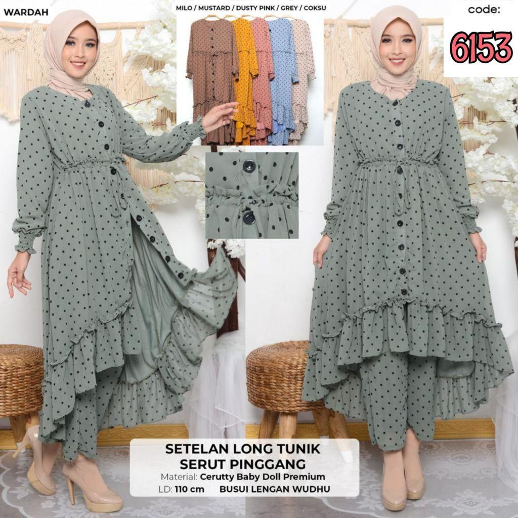 fashion muslim/Gamis/Baju Gamis/Baju Gamis Wanita/Baju Gamis Wanita Set Long Tunik Cerutty Baby Doll