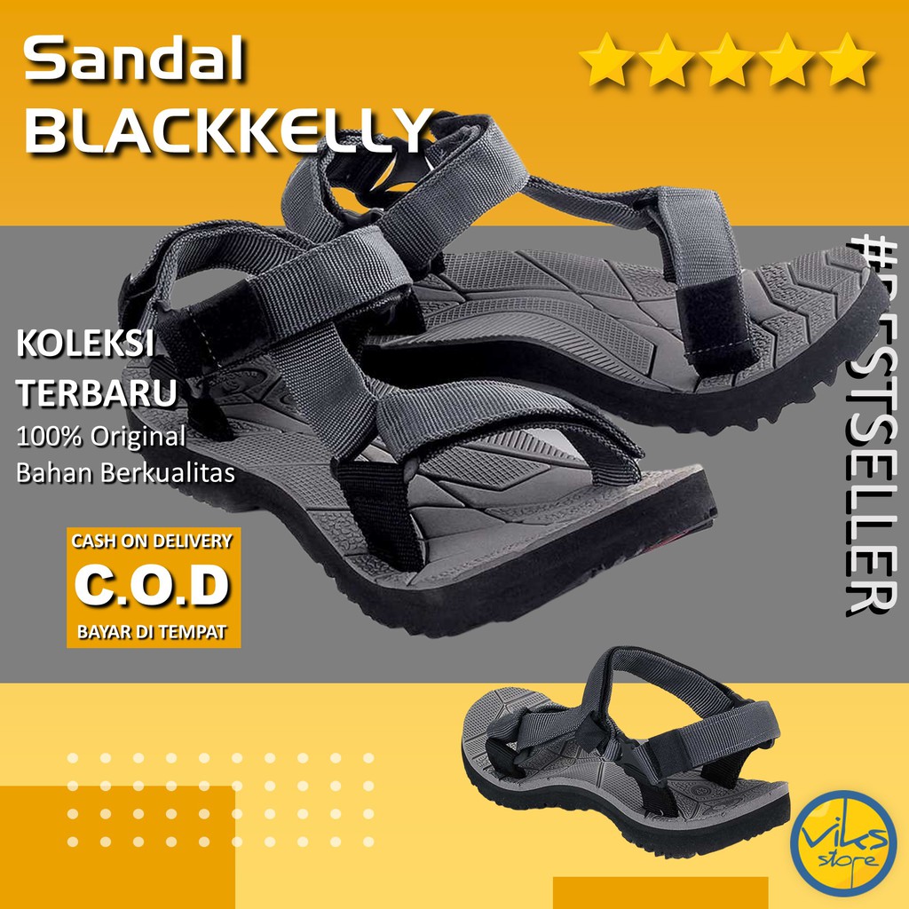 Sandal Gunung Pria Cowok Sendal Hiking Santai Casual Style Sendal Distro Fashion Blackkelly Original