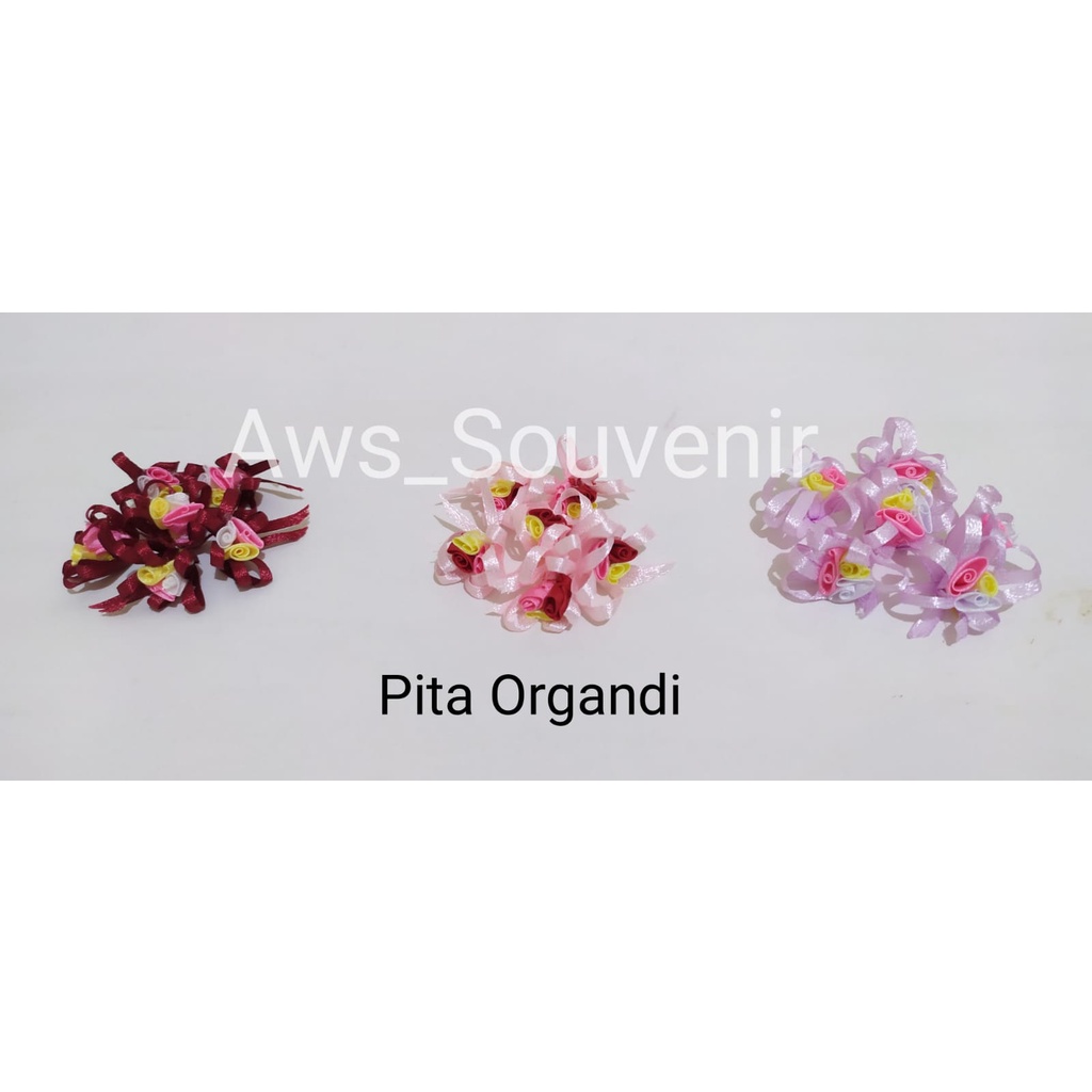 Pita Organdi/ Bunga Organdi/ Pita Souvenir Kecil Per Lusin
