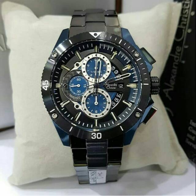 JAM TANGAN PRIA ALEXANDRE CHRISTIE 6465 COWOK BLUE BLACK ORIGINAL