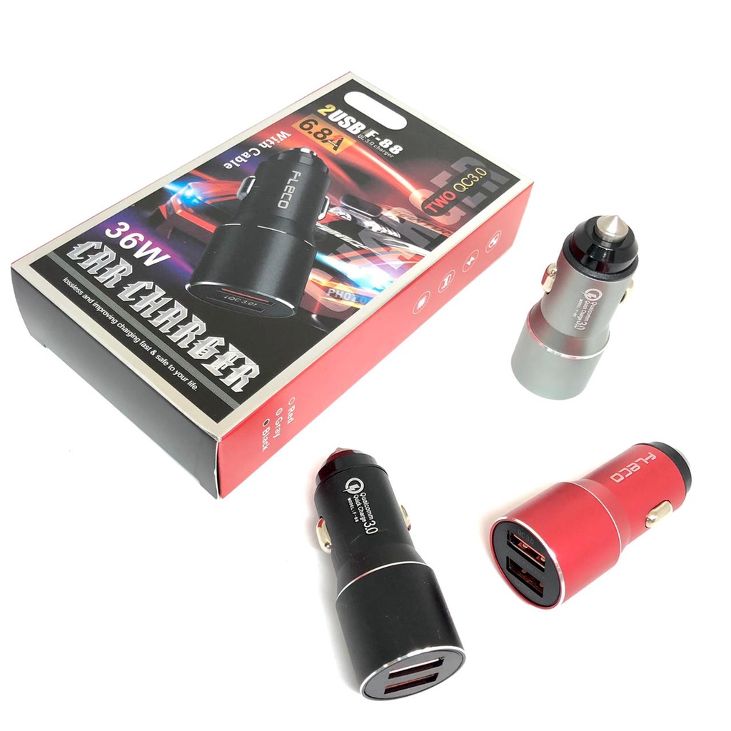 SAVER MOBIL FLECO F88 6.8A INDOMINUSREX 2USB CAR CHARGER ORIGINAL