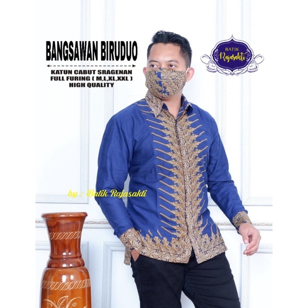 Batik Pria BANGSAWAN BIRUDUO Full Furing Katun Halus Size M-XXL High Quality