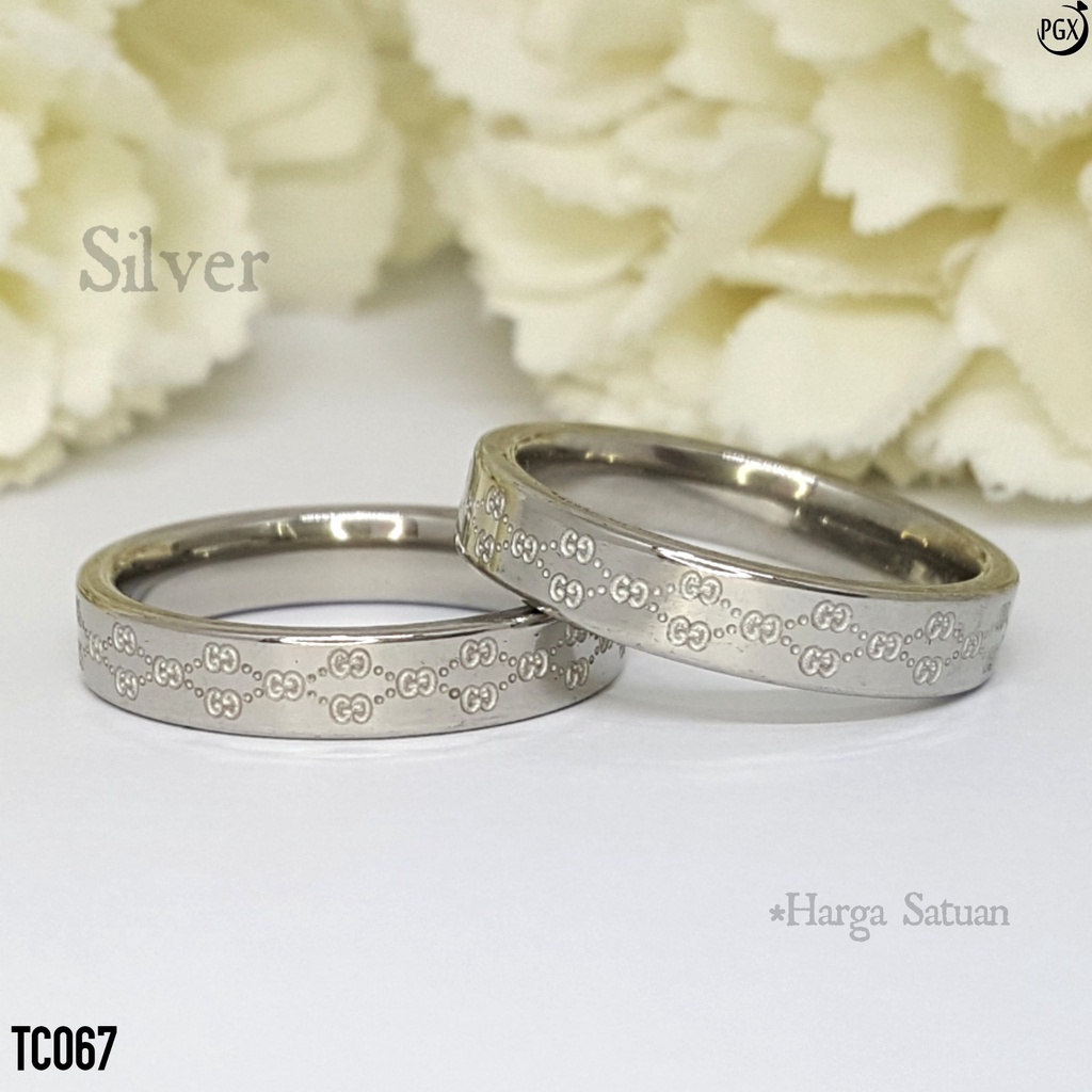 PGX Cincin Titanium Couple Tunangan Aksesoris Fashion Perhiasan Anti Karat - TC067