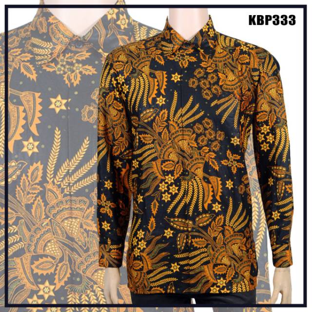 Aljazvian Batik KBP kenongo kemeja panjang padi pekalongan M L XL MURAH KEREN batik pria motif sogan