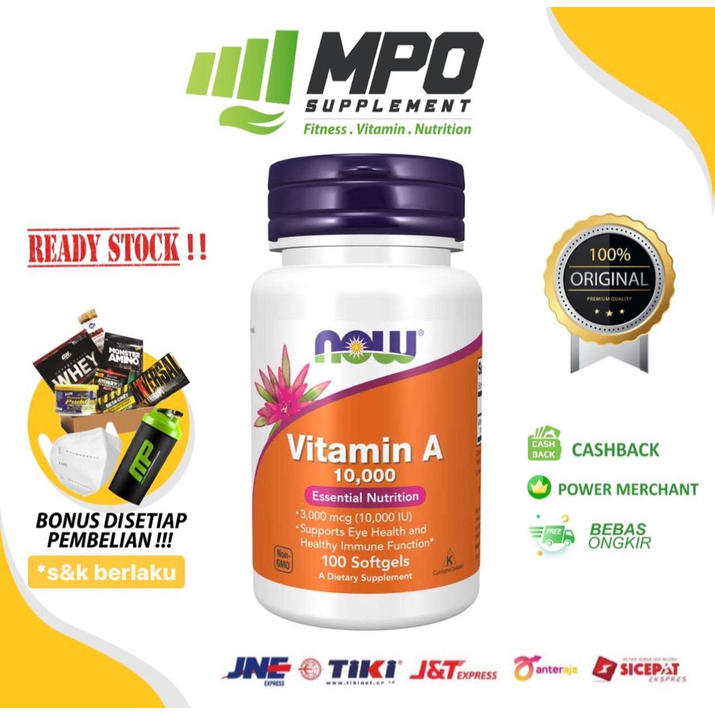 NOW Foods Vitamin A 10,000 IU (100 soft gels) NOW Vitamin A Eye Health NOW Vit A 10.000 10000 IU