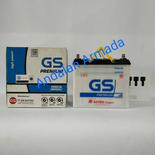 Aki Astra Otoparts GS Premium NS60L/46B24L (45Ah)+ Air Aki Zuur