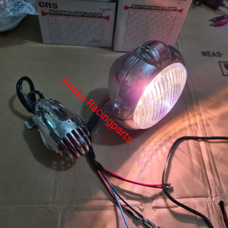 lampu motor japstyle depan belakang krum / lampu jep klasik depan belakang-3