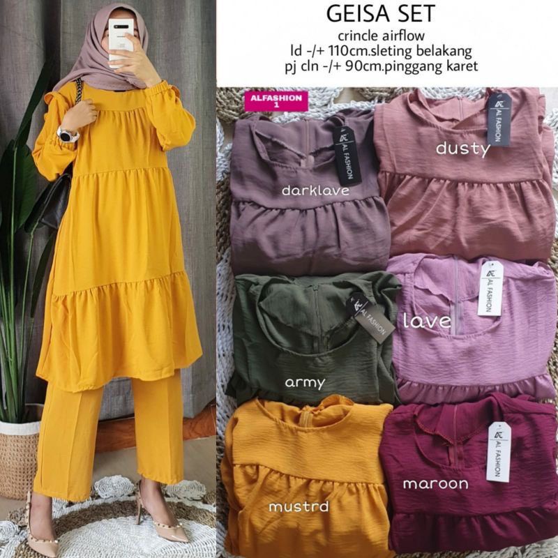 liliyus olshop setelan Tunik bahan  crinkle kekinian melar murah bagus