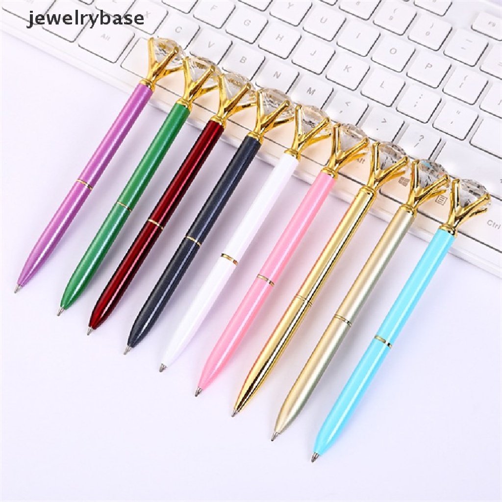 (Base) Pulpen / Bolpoin metal Hias Kristal / Berlian Imitasi Untuk Hadiah