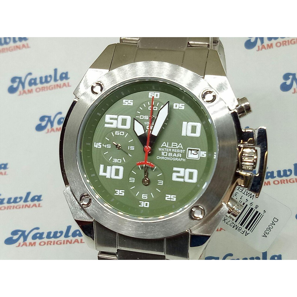 Alba Qyartz AF8M27 Chronograph Green Dial - Jam Tangan Pria AF8M27