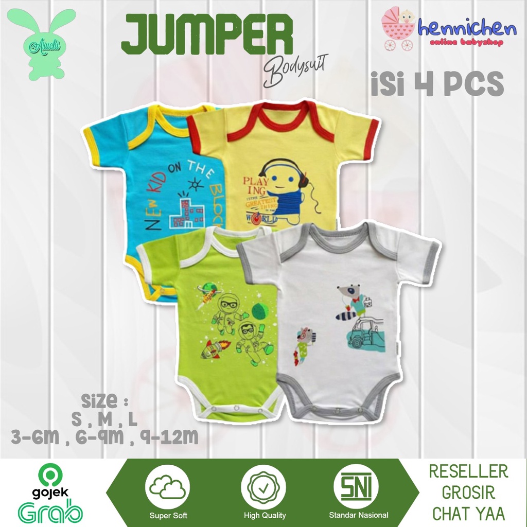 NEW ARUCHI BODYSUIT JUMPER BOY ( ISI 4 PCS ) SNI