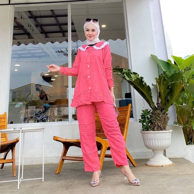 Agatha Setelan Wanita Kekinian One Set Rayon Polos Fashion Muslim Terbaru