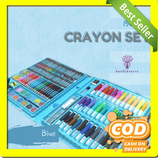 

Deli Triangle Plastic Crayon Pastel Bright Color Hands Clean Bandiaterra 150 In 1 Art Set/Alat Gam