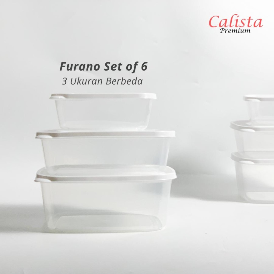 LT- [ FURANO ] PUTIH BENING FOOD KONTAINER ISI 6PCS / TOPLES KOTAK CALISTA