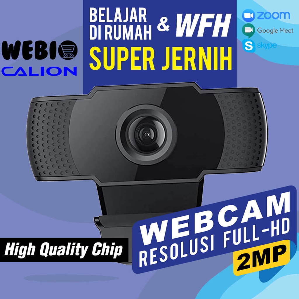 CAL-2003WC Webcam Super Jernih 2MP Full HD 1080P Dual Microphone Web Cam Untuk PC  Laptop Komputer