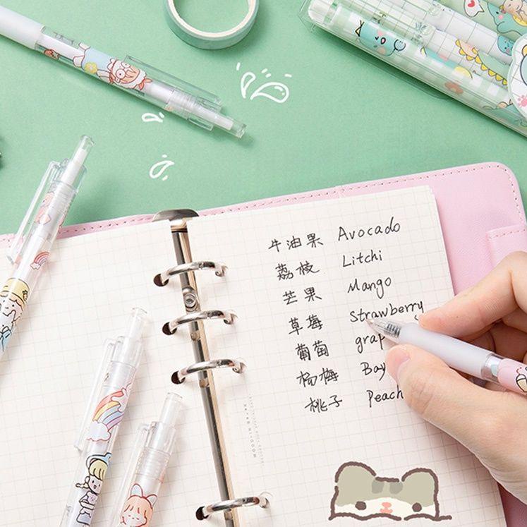 

<NuQ ❤> GAEKOPEDIA || 6 Pcs/Box Pulpen Gel Mekanik Black Ink 0.5mm Fine Point Cute Cartoon Bear Manual Gel Pens Khusus hari ini