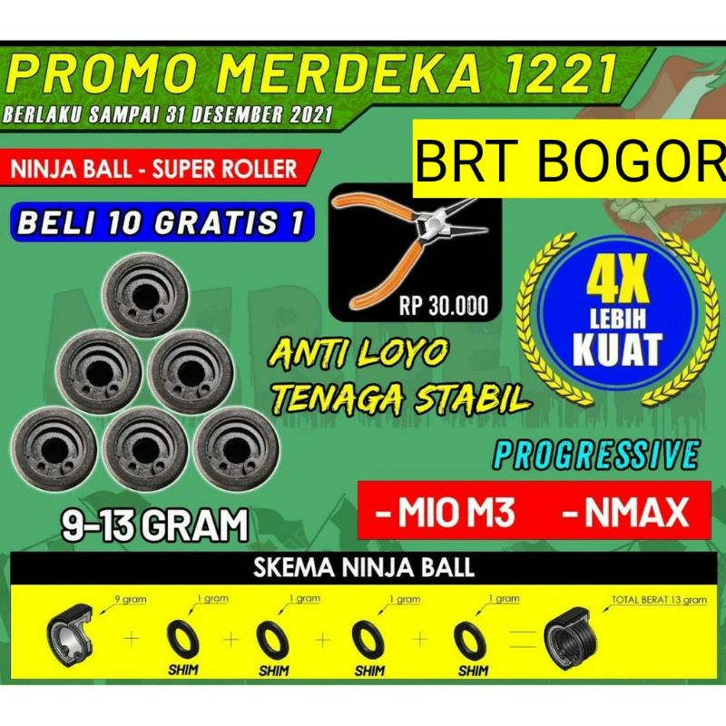 Roller Ninja Ball BRT Nmax Roller Ninja Ball Aerox Roller Ninja ball BRT Aerox Roller Ninja Ball Mio m3 Roller Ninja ball Frergo Roller ninja ball brt yamaha gear Roller ninja ball promo Murah discon Cod Bayar ditempat SUPER ROLLER NINJA XEON/FINO FI