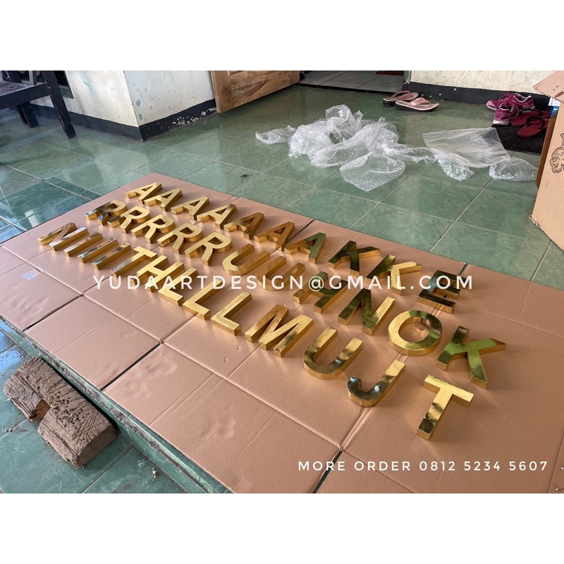 huruf balok kuningan / huruf balok / kerajinan kuningan / huruf kuningan