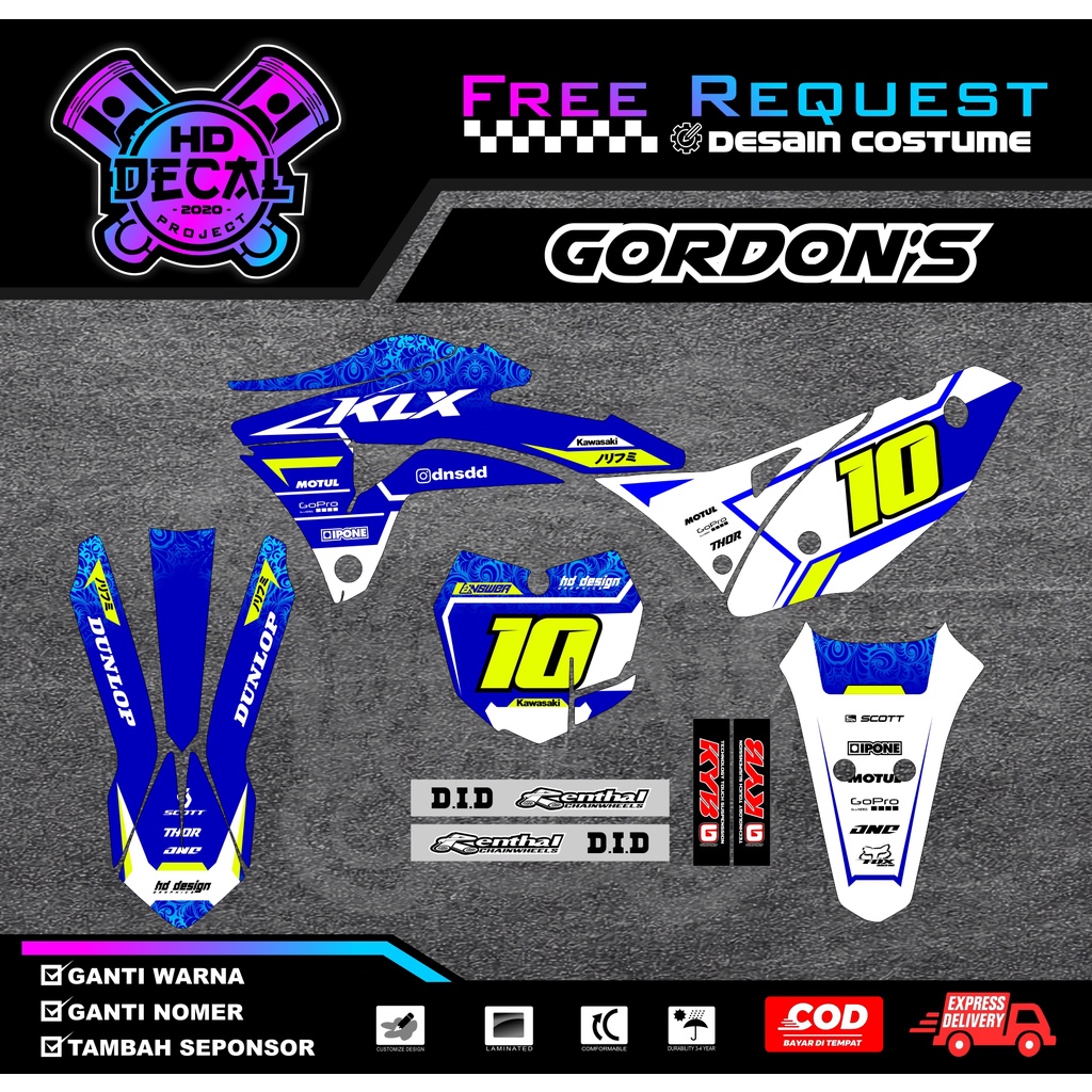Decal KLX Gordon/Dtracker/Klx Bf/Supermoto/Klx lama Full Body Costume desain