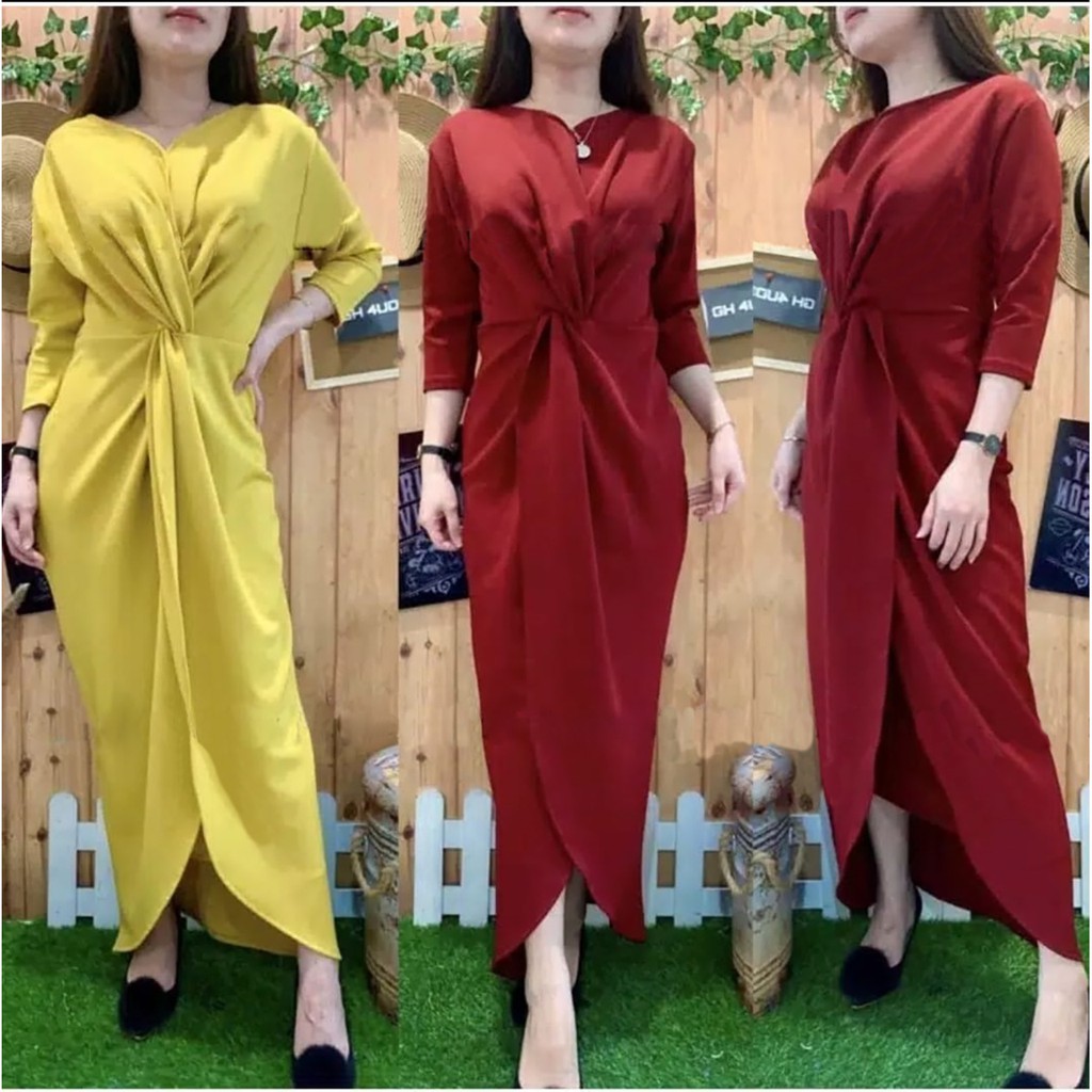 DRESS LONG TWIST HIJAB DAN BUSUI FRIENDLY