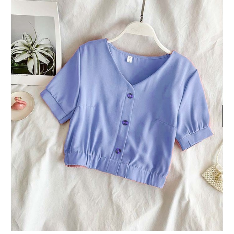 HipNop ZOYA CROP Baju Atasan Blouse Wanita Lengan Pendek Bluse Cewek Pakaian cewe
