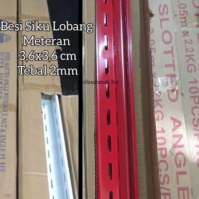 Besi Siku Lubang 1 meter Tebal 2mm non acc Merah L 3,6 cm 4x4 2.1MM AN - Merah