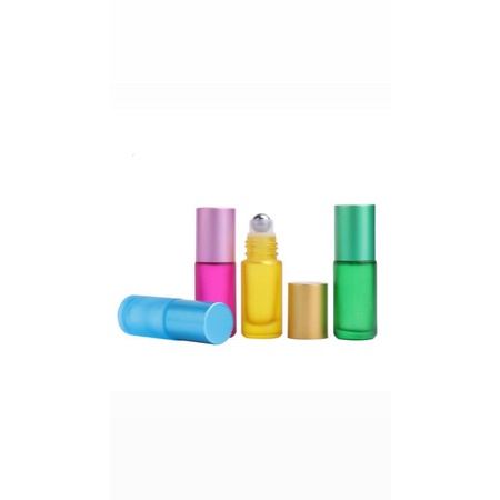 Botol Kaca Roll On 5 ml Frosted Doff TEBAL Essential Oil Thick Bottle Roller Colorfull