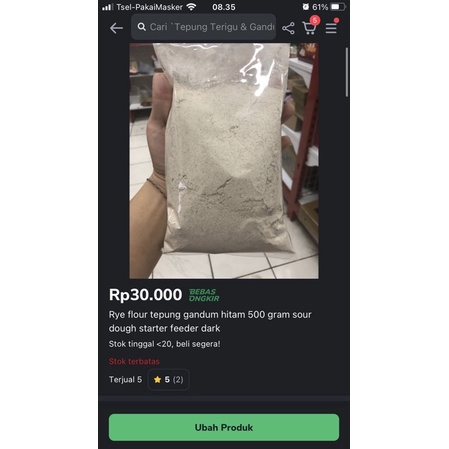 

tepung rye 500 gram gandum hitam sour dough flour dark