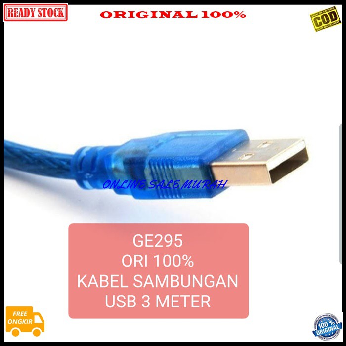 G295 Kabel usb sambungan 3 meter cable komputer laptop computer extension konektor splitter audio sambungan cewe cowo Jek jack penyambung converter female male original G295 KABEL USB SAMBUNGAN 3 METER  200 gram ORIGINAL 100% melayani GROSIR DAN ECERAN ke