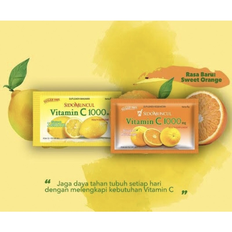 Sidomuncul vitamin C 1000mg (minuman serbuk) harga per box isi 6sachet