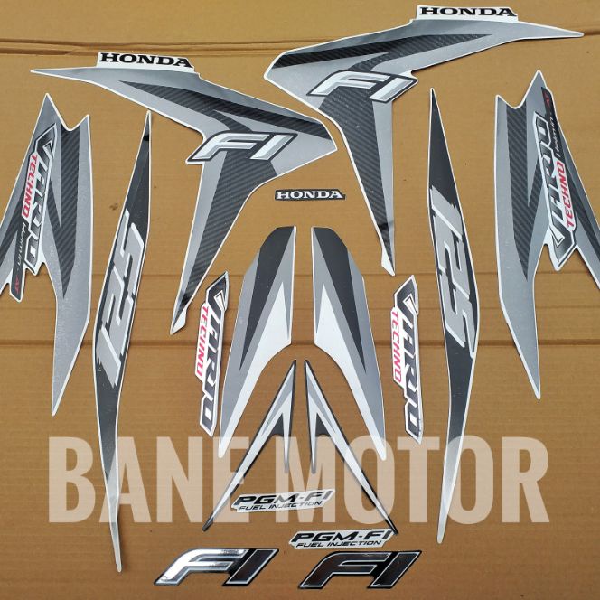 Honda Vario - stiker body Vario 125 putih / striping Vario Techno 125 putih corak abu