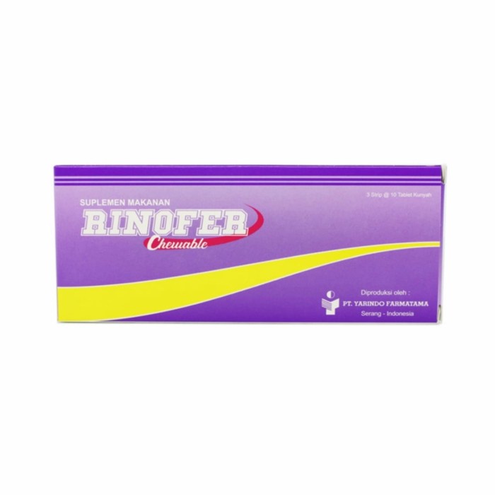 RINOFER CHEWABLE SUPLEMEN PENAMBAH DARAH 30TABLET 30'S 30 TABLET / BOX SANGAT AMPUH MANJUR