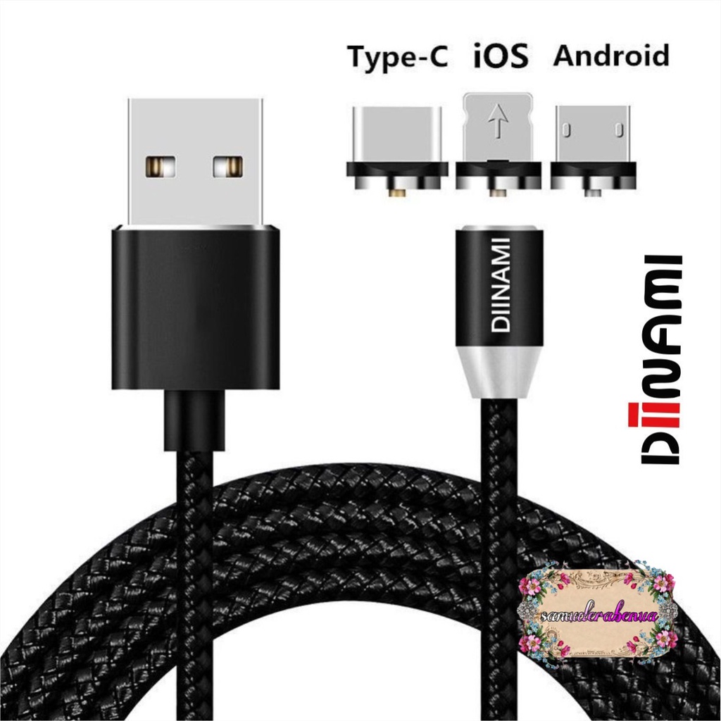 BM017 Kabel cable DIINAMI charger Cashan casan magnet magnetic 3in1 Micro iPhone tipe c fast charging 2.4A SB2816