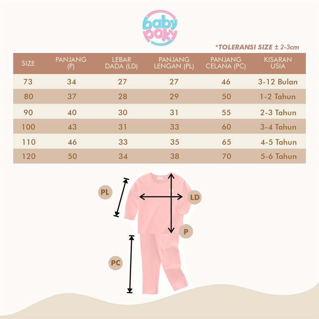 (0 - 5 Tahun) Snug Fit Pajamas Piyama Anak Perempuan Laki Laki Premium Polos