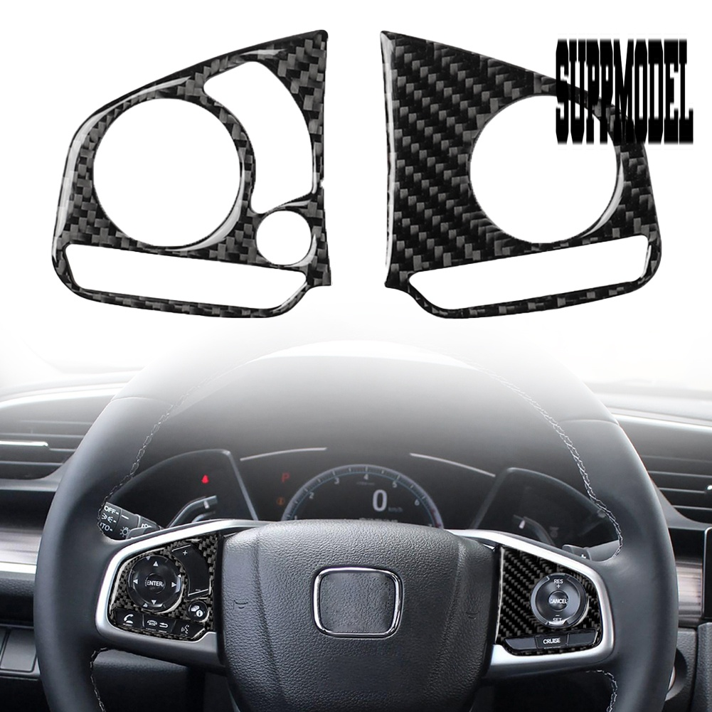 2pcs Stiker Cover Stir Mobil Bahan Carbon Fiber Untuk Honda Civic 2016-2019