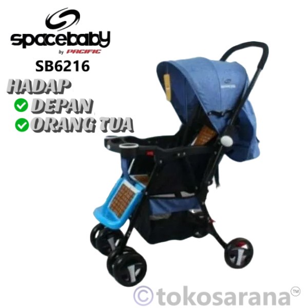Kereta Dorong Bayi Spacebaby SB-6216 3 Posisi Hadap Depan Belakang Stroller Baby Dorongan Bayi
