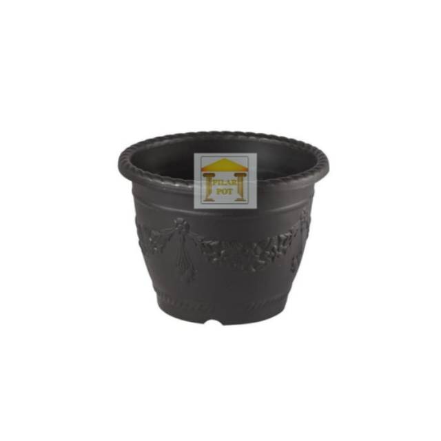 Pot bunga tanaman plastik hitam shallom 20cm - bahan tebal